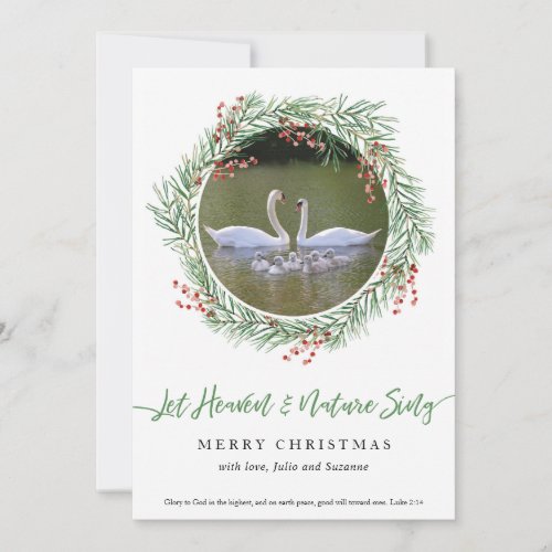 Swan Let Heaven  Nature Sing Holiday Card