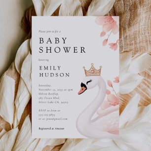 Swan Little Princess Baby Shower Invitation