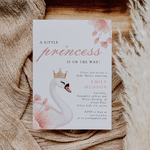 Swan Little Princess Baby Shower Invitation