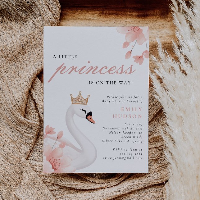 Swan Little Princess Baby Shower Invitation (Creator Uploaded)