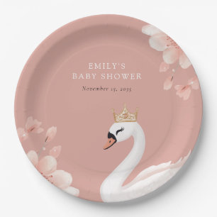 Swan Little Princess Baby Shower Paper Plates
