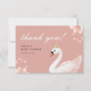 Swan Little Princess Baby Shower Thank You Card