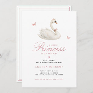 Swan Little Princess Pink Girl Baby Shower Invitation