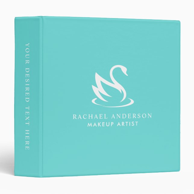 Swan Logo on Robin Egg Blue 3 Ring Binder (Front/Spine)