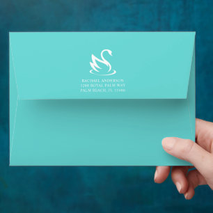 Swan Logo on Robin Egg Blue Background Envelope