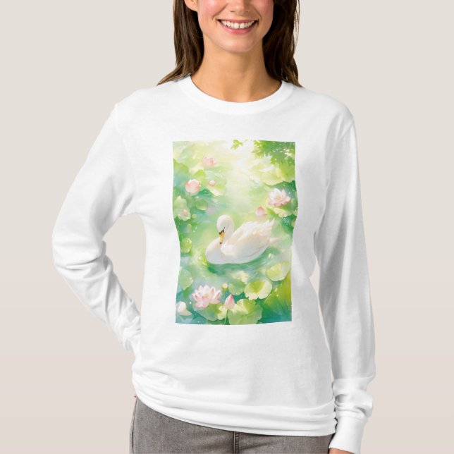 Swan Lotus Pond T-Shirt (Front)