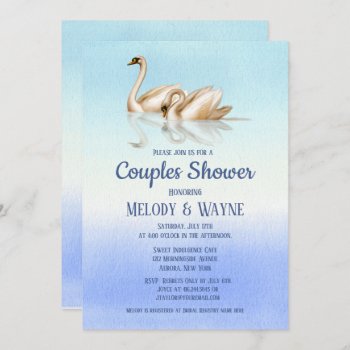 Swan Love Elegance Couples Shower Invitation by SpiceTree_Weddings at Zazzle