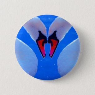 Swan Love, Romantic Heart Shaped Necks Button