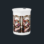 Swan Lovers  Beverage Pitcher<br><div class="desc">All cute pastel pastry,  food and sweet confections with a tea party setting,  tea cups,  pastries,  candle drum,  swan,  bird,  cat,  butterfly,  bee,  dragonfly,  cute things and etc</div>