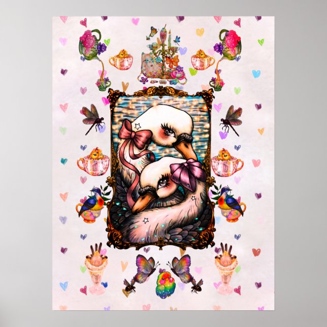 Swan Lovers T-Shirt Poster (Front)