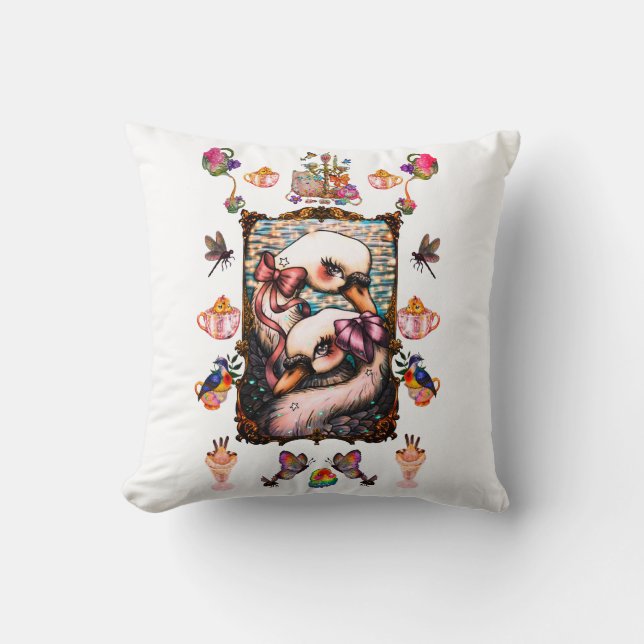 Swan Lovers Throw Pillow (Front)