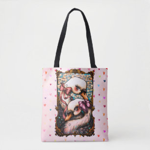 Swan lovers tote bag
