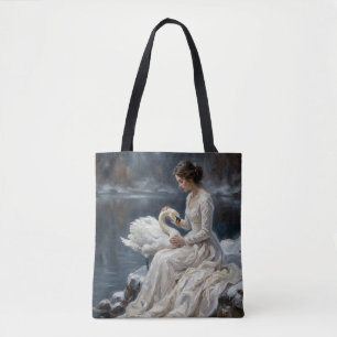 Swan Maiden Winter Lake Romance Fantasy Art Tote Bag