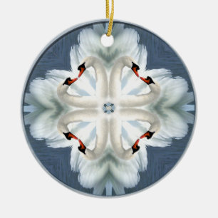 Swan Mandala Ceramic Ornament