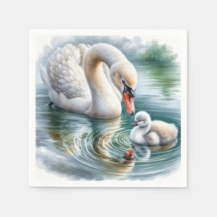 Swan Mother With Cygnet Napkins