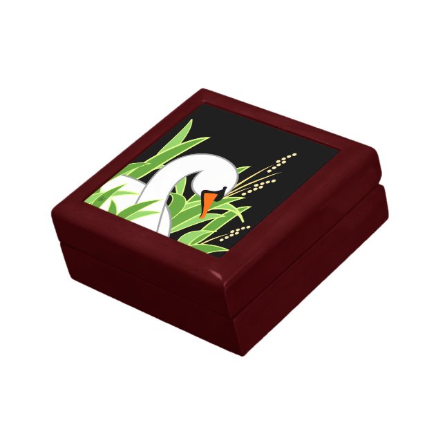 Swan On Black Background Gift Box (Side)