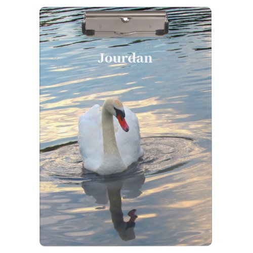 Swan on Blue Water Clipboard