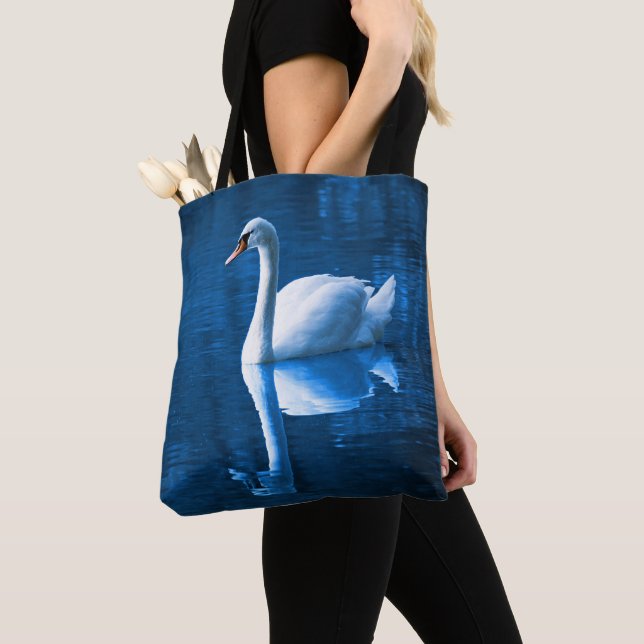 Swan on Lake Tote Bag (Close Up)