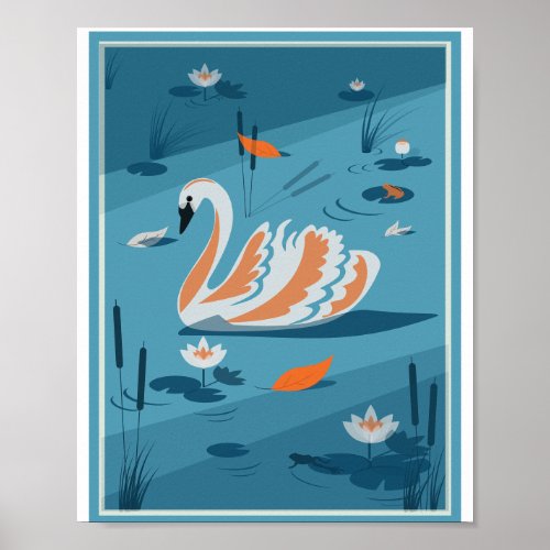 swan on the lake poster