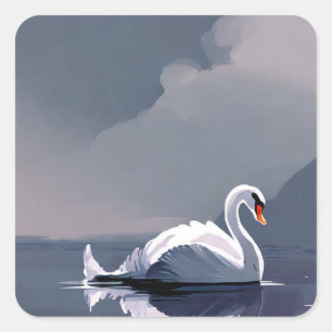 Swan Painting Square Sticker