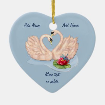 Swan Pair - Customize Ceramic Ornament by Spice at Zazzle