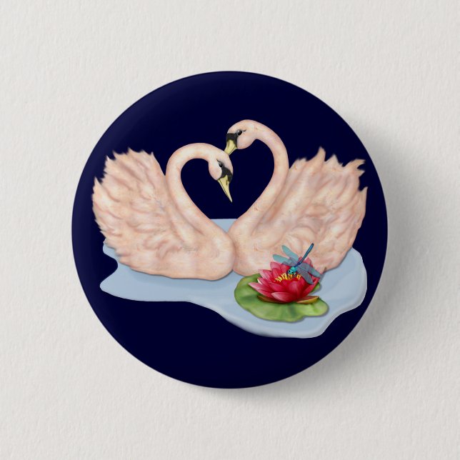 Swan Pair Pinback Button (Front)