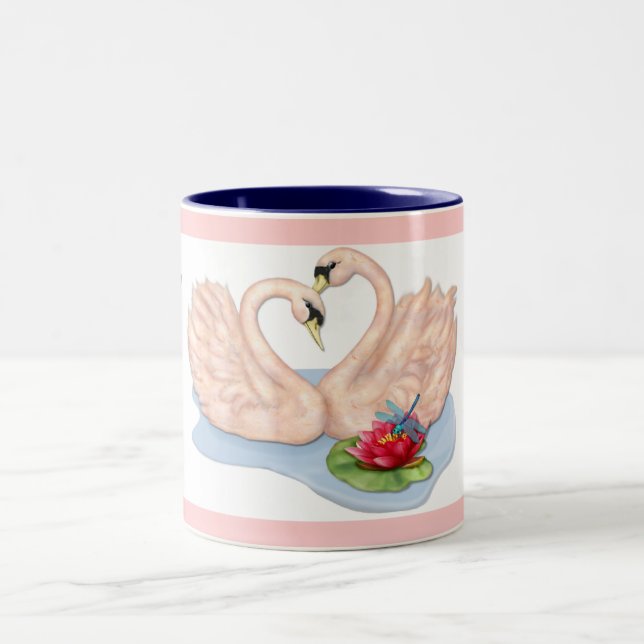 Swan Pair Two-Tone Coffee Mug (Center)