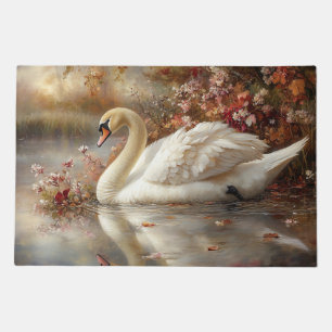 Swan Pastel Autumn Foliage Painting Doormat