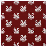 Swan Pattern 02 - White on Dark Green Fabric