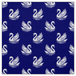 Swan Pattern 02 - White on Deep Navy Fabric