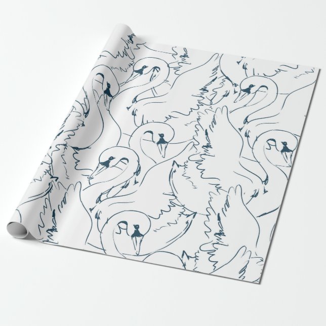 Swan Pattern Seamlessswan, pattern, abstract, back Wrapping Paper (Unrolled)