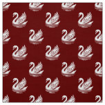 Swan Pattern - White on Dark Green Fabric