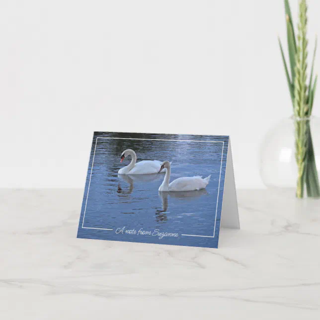 Swan Photo Personalized Note Card | Zazzle