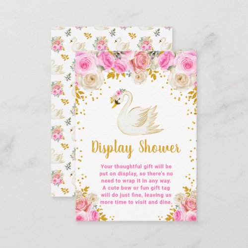 Swan Pink and Gold Roses Display Shower Enclosure Card