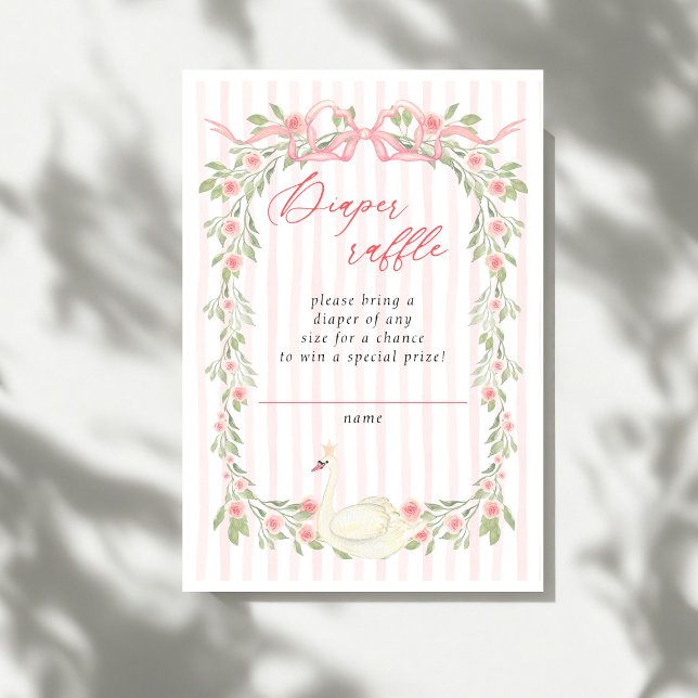 Swan Pink Bow Floral Roses Baby Shower Invitation (Creator Uploaded)