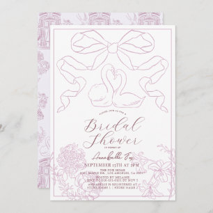 Swan Pink Toile de Jouy Bridal Shower Invitation
