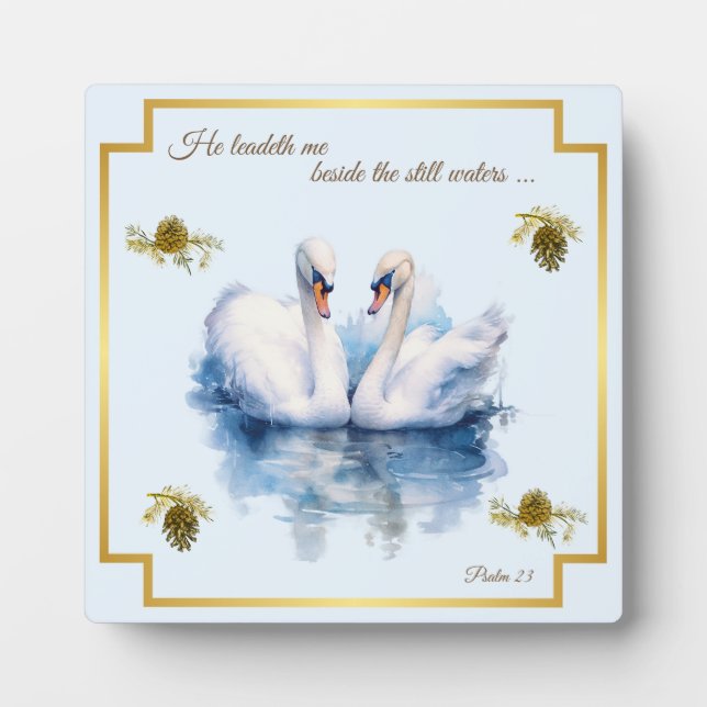 Swan Plaque Twenty Third Psalm He Leadeth Me (Front)