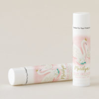 Swan Pond Gold Pink Baby Shower Personalized Lip Balm