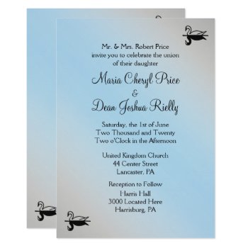 Swan Powder Blue Wedding Invitations