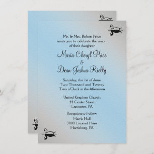 Swan Powder Blue Wedding Invitations
