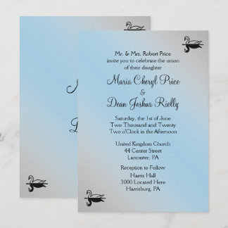 Swan Powder Blue Wedding Invitations