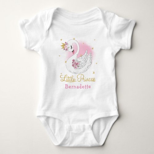 Swan Princess 1st Birthday Baby Bodysuit