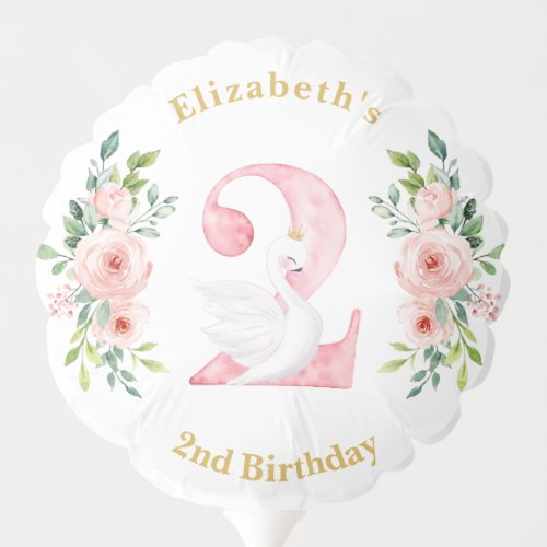 Swan Princess 2nd Birthday Party Balloon