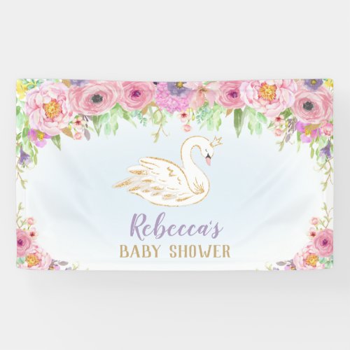 Swan Princess Baby Shower Backdrop Wall Decor Banner