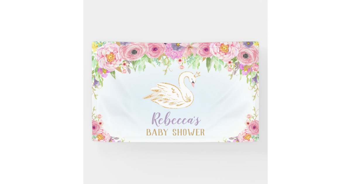 Swan Princess Baby Shower Backdrop Wall Decor Banner Zazzle