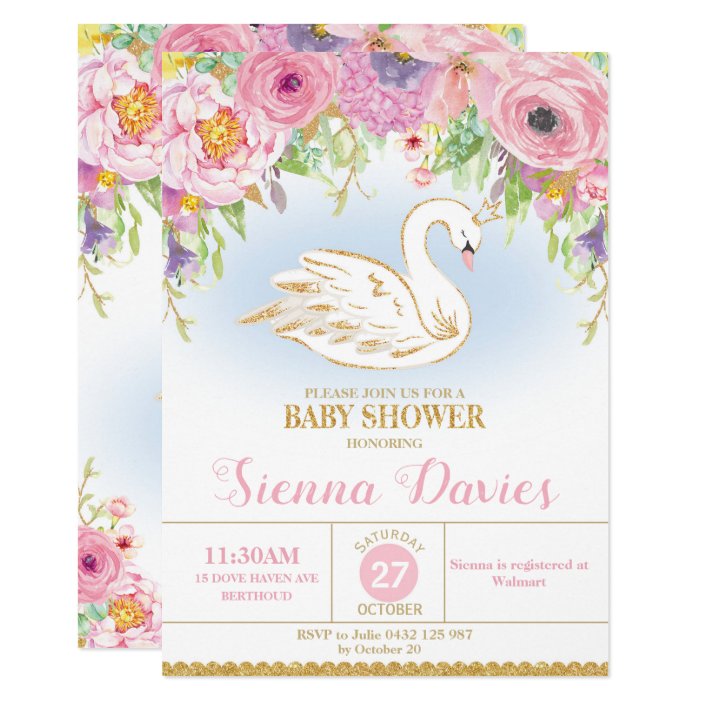 swan princess baby shower invitations