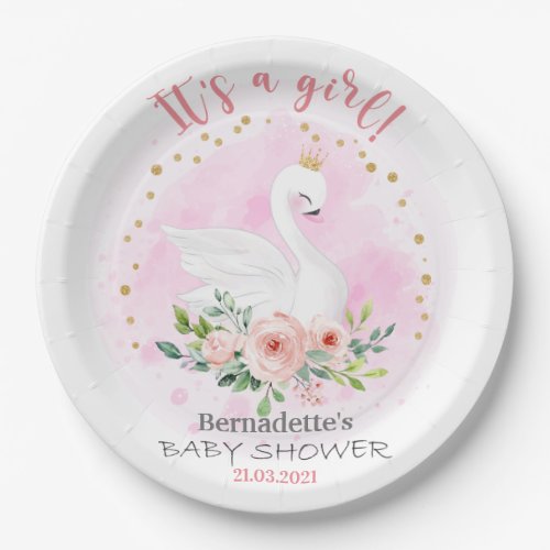  Swan Princess Baby Shower Paper Plate