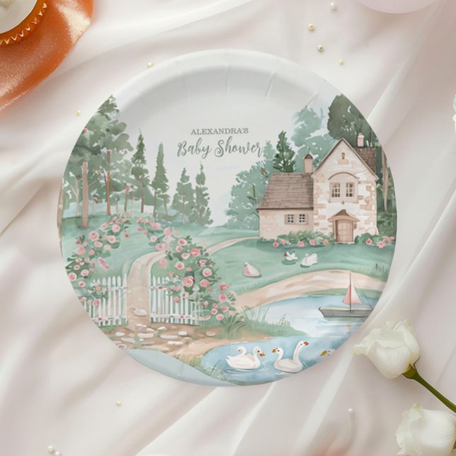 Swan Princess Baby Shower Paper Plates (Creator Uploaded)