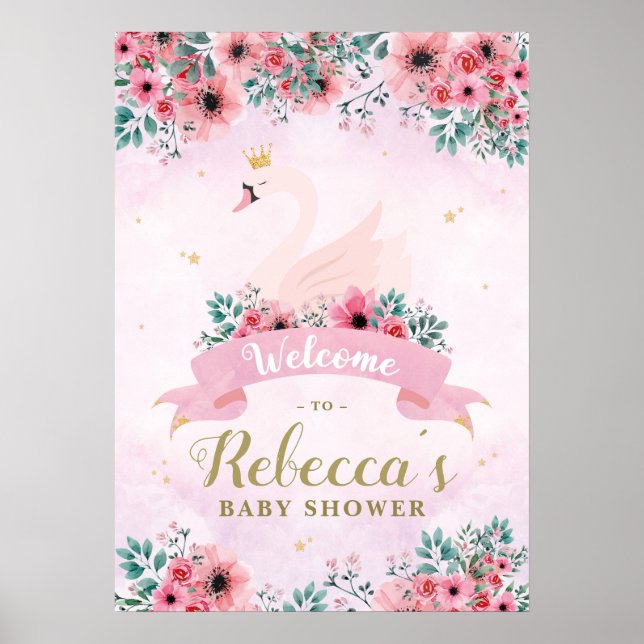 Swan Princess Baby Shower Welcome Sign (Front)