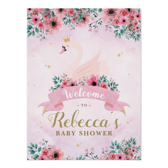 Swan Princess Baby Shower Welcome Sign (Front)
